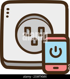 Smart socket vector doodle illustration and graphic. Part of smart appliances category. Stock Vector