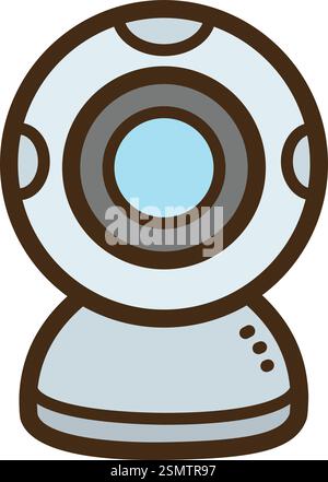 Webcam vector doodle illustration and graphic. Part of social media category. Stock Vector