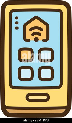 Mobile phone vector doodle illustration and graphic. Part of smart appliances category. Stock Vector