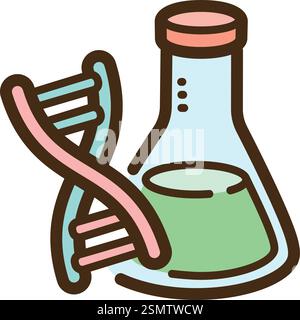 Genetics vector doodle illustration and graphic. Part of science category. Stock Vector