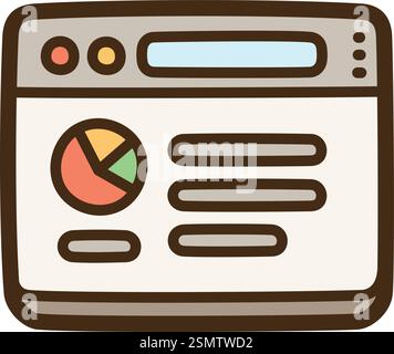 Website vector doodle illustration and graphic. Part of startup category. Stock Vector