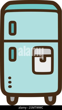 Refrigerator vector doodle illustration and graphic. Part of smart appliances category. Stock Vector