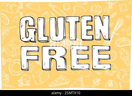 Gluten Free doodle background Vector illustration Stock Vector