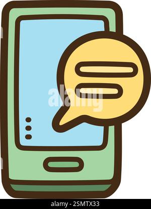 Sms texting vector doodle illustration and graphic. Part of social media category. Stock Vector