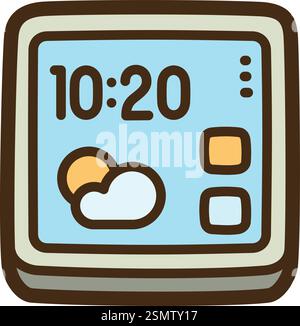 Smart panel vector doodle illustration and graphic. Part of smart appliances category. Stock Vector