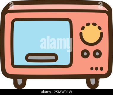 Oven vector doodle illustration and graphic. Part of smart appliances category. Stock Vector