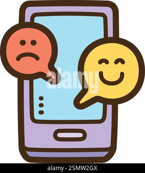 Reactions vector doodle illustration and graphic. Part of social media category. Stock Vector