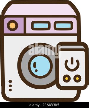 Washing machine vector doodle illustration and graphic. Part of smart appliances category. Stock Vector