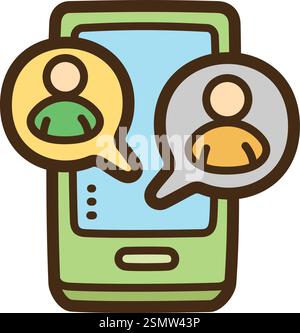 Connecting people vector doodle illustration and graphic. Part of social media category. Stock Vector