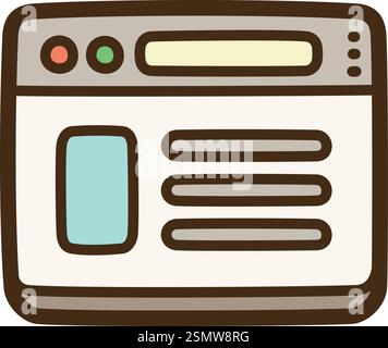 Website vector doodle illustration and graphic. Part of social media category. Stock Vector