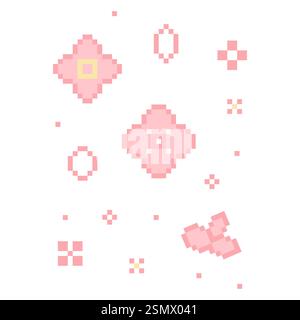 Sakura cherry pixel flower, floral japan 8 bit retro y2k plam