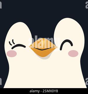 Vector illustration of a cute penguin face. Cartoon character. Vector illustration Stock Vector
