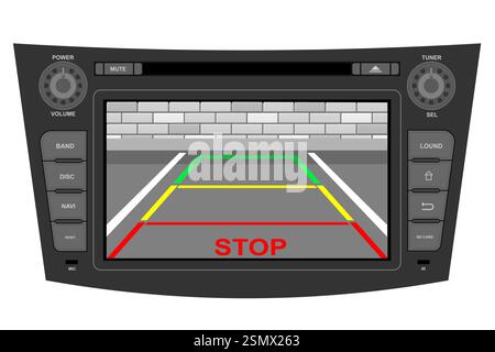 car multimedia with touchscreen vector illustration flat style isolated on white background Stock Photo