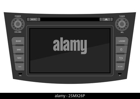 car multimedia with touchscreen vector illustration flat style isolated on white background Stock Photo