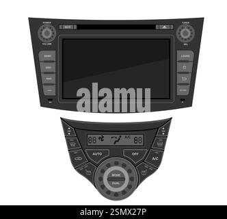 car multimedia with touchscreen vector illustration flat style isolated on white background Stock Photo