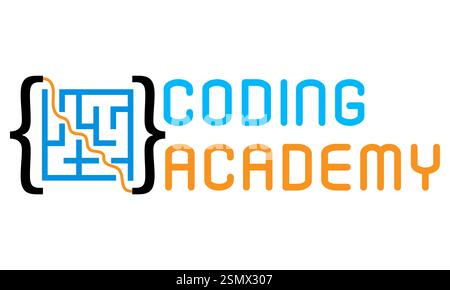 coding kids programming training logo for your business or company vector illustration isolated on white background Stock Photo