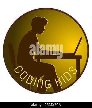 coding kids programming training logo for your business or company vector illustration isolated on white background Stock Photo