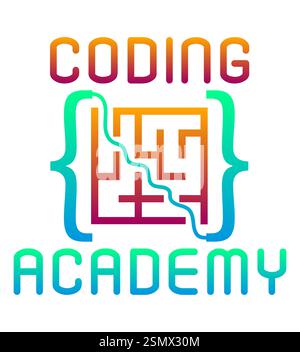 coding kids programming training logo for your business or company vector illustration isolated on white background Stock Photo