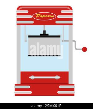 flat style popcorn making machine sweet snack vector illustration isolated on white background Stock Photo