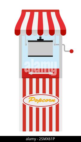 flat style popcorn making machine sweet snack vector illustration isolated on white background Stock Photo