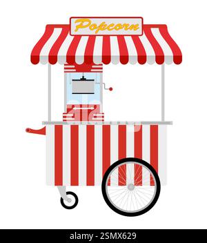 flat style popcorn making machine sweet snack vector illustration isolated on white background Stock Photo