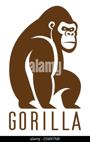 monkey gorilla chimpanzee logo creative and original for your business or company logotype vector illustration isolated on white background Stock Photo
