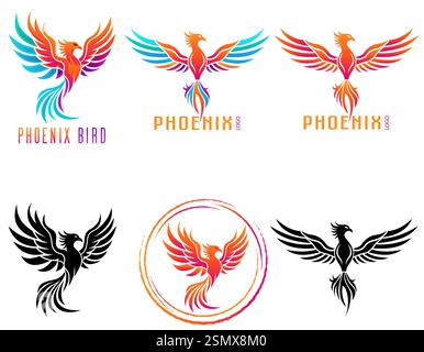 phoenix bird logo creative and original for your business or company set logotype vector illustration isolated on white background Stock Photo