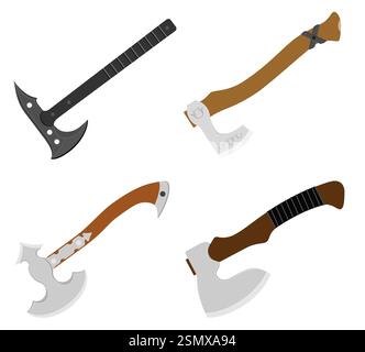 ancient warrior battle ax flat style vector illustration isolated on white background Stock Photo