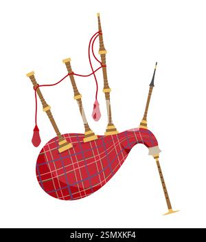 bagpipes musical instrument flat style vector illustration isolated on white background Stock Vector