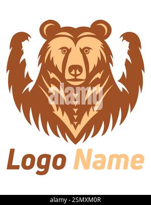 bear grizzly logo creative and original for your business or company logotype vector illustration isolated on white background Stock Vector
