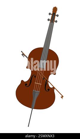 cello musical instrument flat style vector illustration isolated on white background Stock Vector