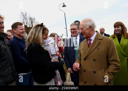 NANSLEDAN, ENGLAND, UK - 10 February 2025 - British Prime Minister Keir Starmer and Deputy Prime Minister Angela Rayner join King Charles III as they Stock Photo