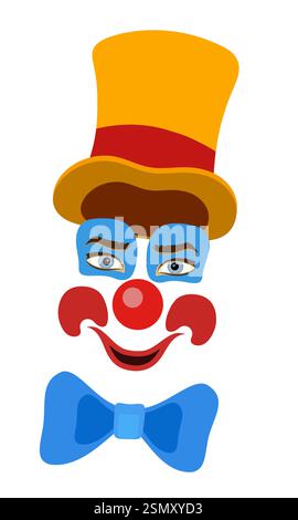 cheerful clown actor and circus character flat style vector illustration isolated on background Stock Vector