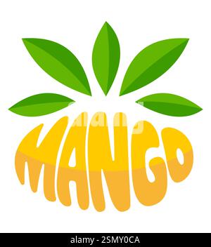 mango name of a fruits in the form a fruit logo creative and original for your business or company logotype vector illustration isolated on white back Stock Vector