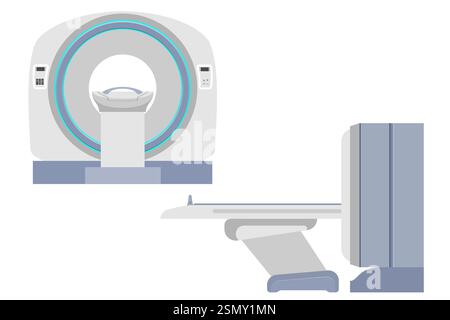 ct mri scanner machine for medical research and disease detection vector illustration flat style isolated on white background Stock Vector