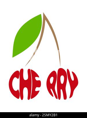 cherry name of a fruits in the form a fruit logo creative and original for your business or company logotype vector illustration isolated on white bac Stock Vector
