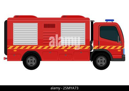 fire engine automobile car vehicle flat style vector illustration isolated on white background Stock Vector