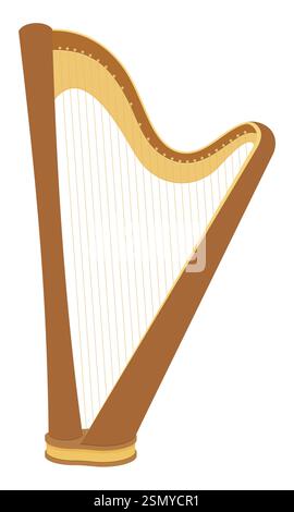 harp musical instrument flat style vector illustration isolated on white background Stock Vector
