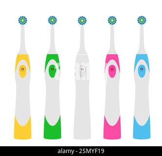electric toothbrush for cleaning teeth and hygiene dental dentist flat style vector illustration isolated on white background Stock Vector