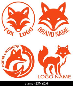fox logo creative and original for your business or company set logotype vector illustration isolated on white background Stock Vector