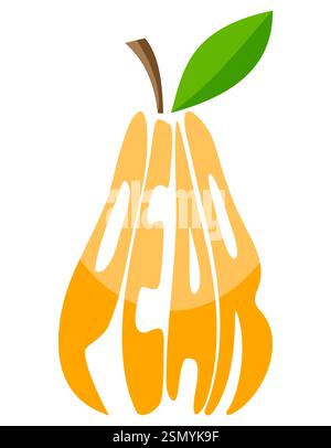 pear name of a fruits in the form a fruit logo creative and original for your business or company logotype vector illustration isolated on white backg Stock Vector