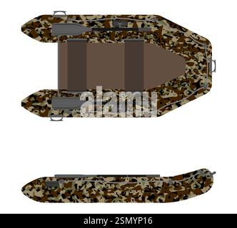 inflatable rubber boat for fishing and tourism flat style vector illustration isolated on white background Stock Vector