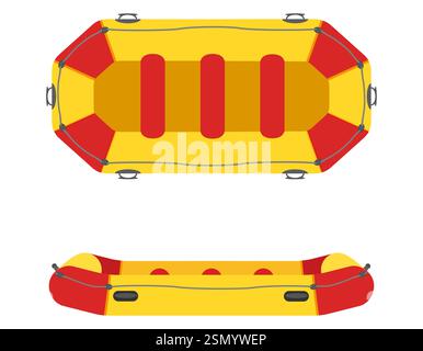 inflatable rafting boat flat style vector illustration isolated on white background Stock Vector