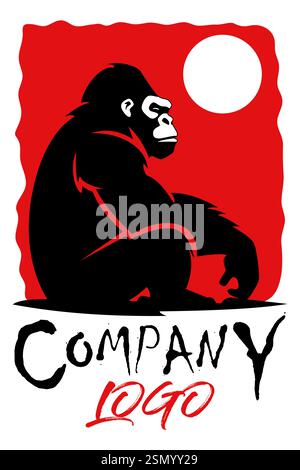 monkey gorilla chimpanzee logo creative and original for your business or company logotype vector illustration isolated on white background Stock Vector