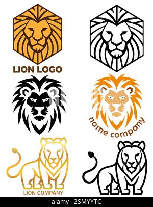 lion logo creative and original for your business or company set logotype vector illustration isolated on white background Stock Vector