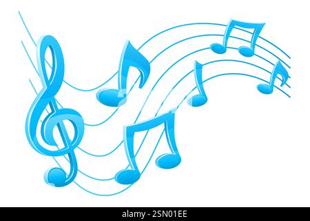 musical notes and treble clef vector illustration isolated on white background Stock Vector