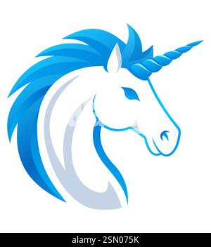 unicorn logo mythological horse with horn vector illustration isolated on white background Stock Vector
