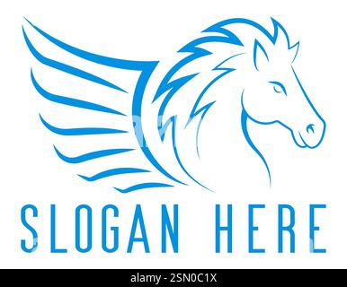 pegasus logo mythological flying horse with wings vector illustration isolated on white background Stock Vector