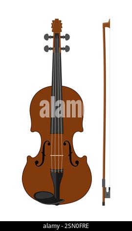 violin musical instrument flat style vector illustration isolated on white background Stock Vector