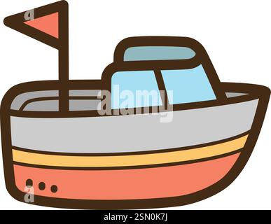 Speedboat vector doodle illustration and graphic. Part of summer category. Stock Vector